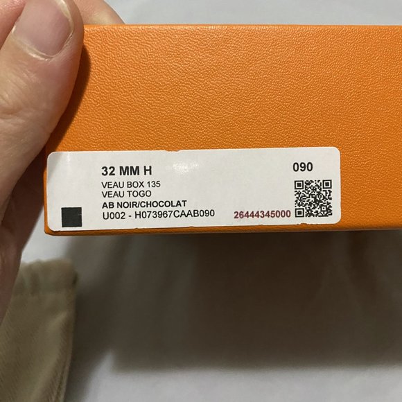 Hermes 32MM H Strie Belt Buckle with Reversible Leather Strap in Black/Chocolate - Picture 4 of 10